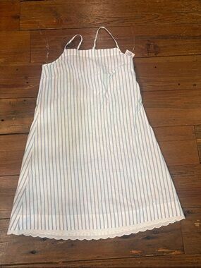 Auden White Nightdress with Light Blue Pinstripes